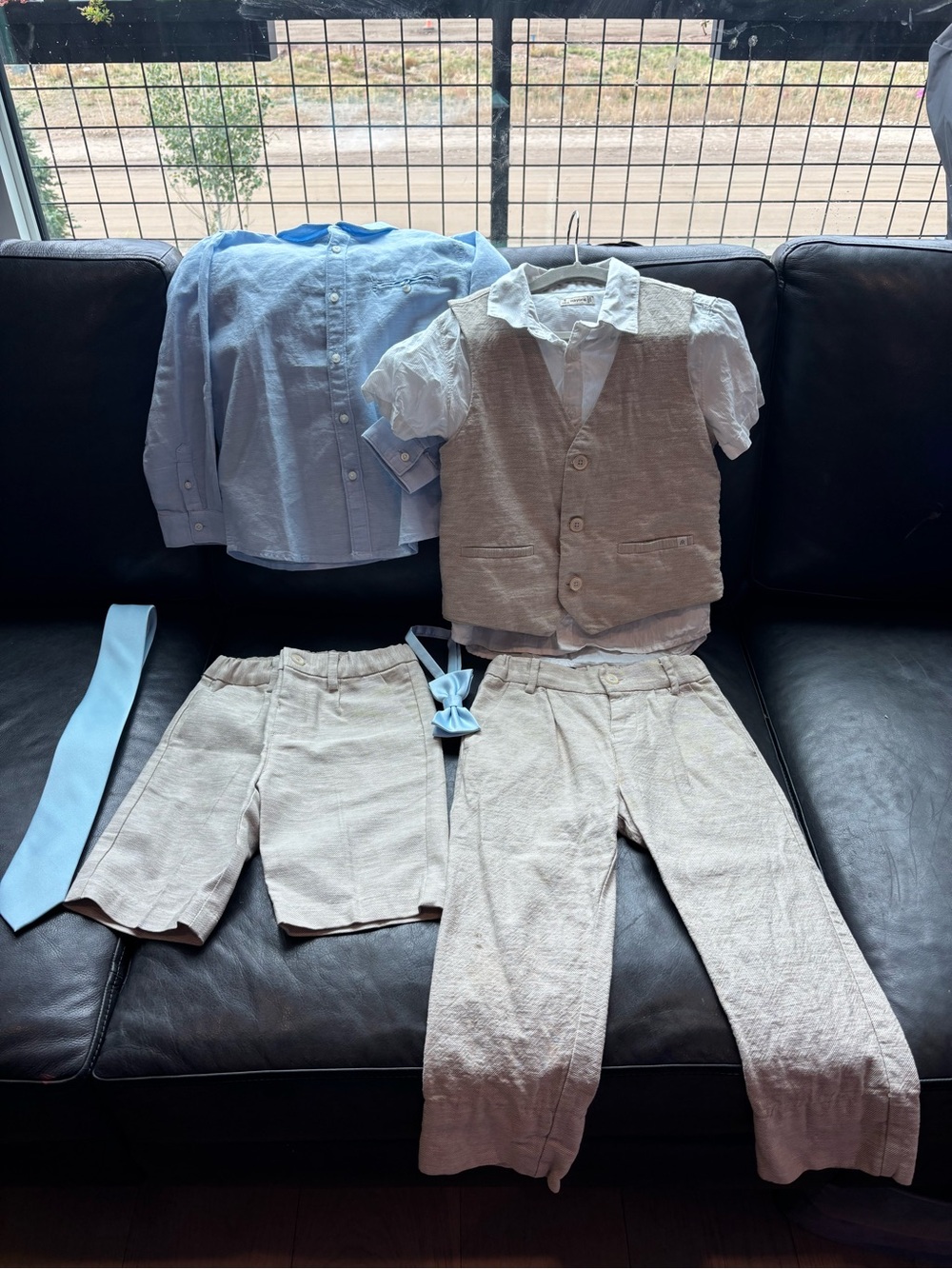 Boys (size 5) Mayoral linen set with button down shirts and J Crew shoes